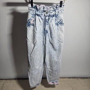 Rio By Stephen Mardon Vintage Paper Bag Waist 80s Acid Washed Jeans Size 5